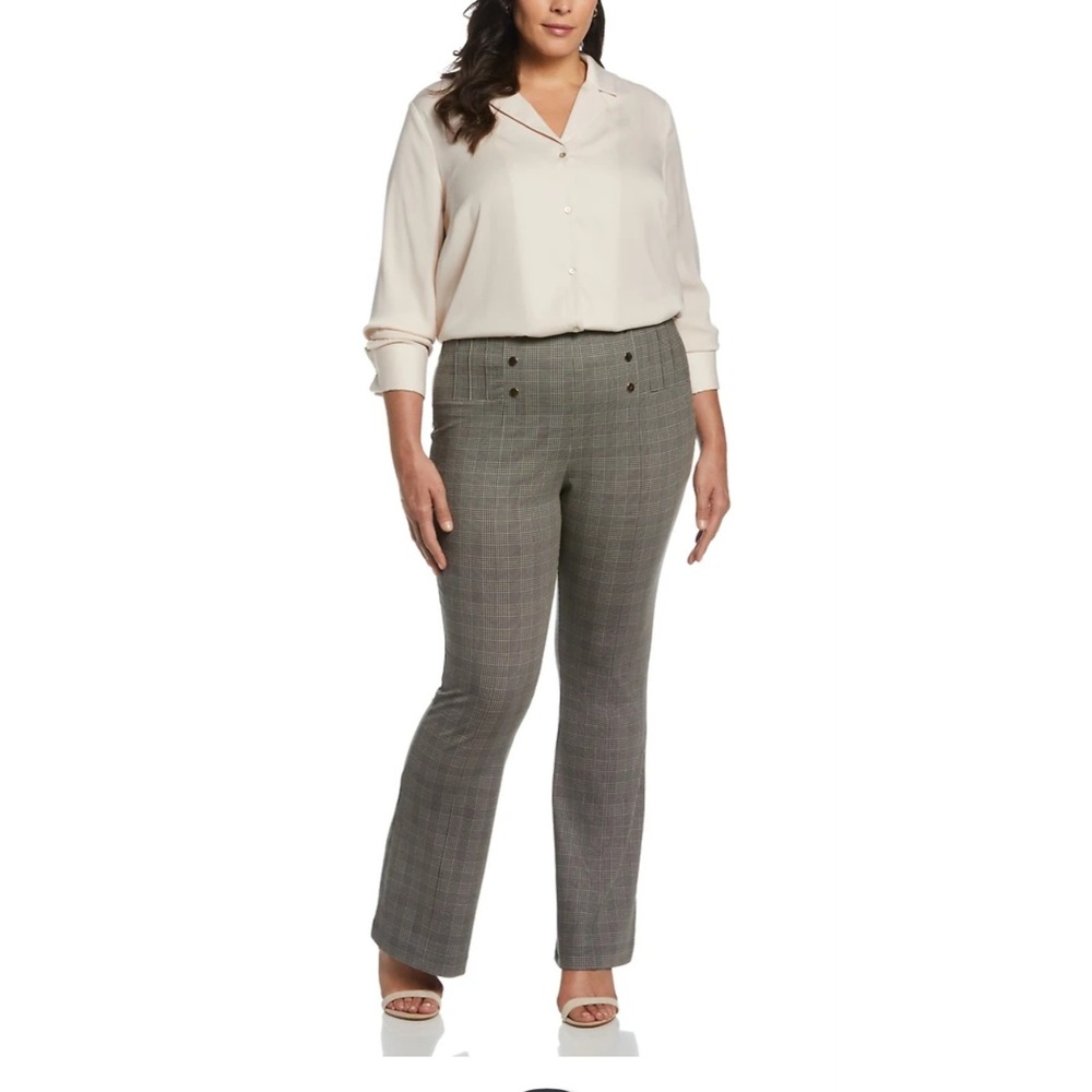 Ella Rafaella Plaid Sailor Pant 12P Grey Flare High Waist Career Preppy Academia